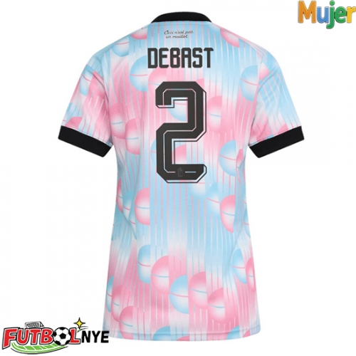 Camiseta Bélgica Zeno Debast #2 Visitante Equipación para mujer Mundial 2026 manga corta